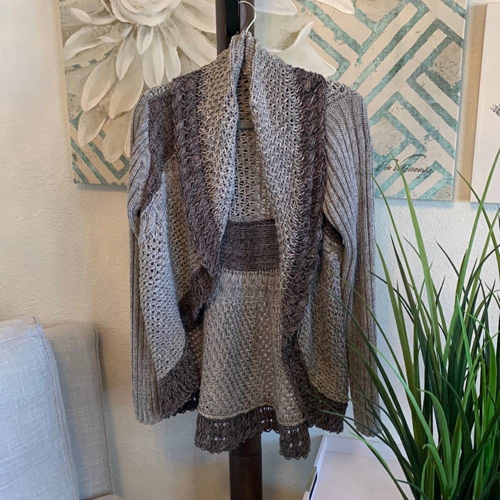CAbi gray circle knit sweater
